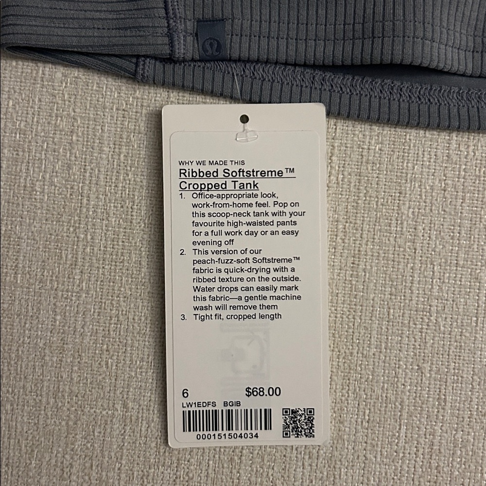 Lululemon Ribbed Softreme Cropped Tank - Picture 3 of 3